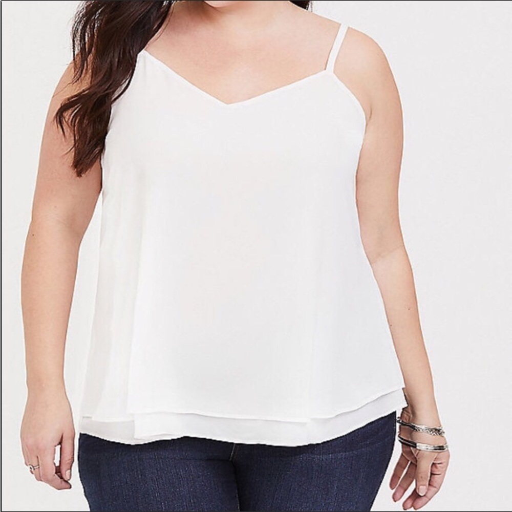 Torrid Ivory White Chiffon Double Layer Swing Cami